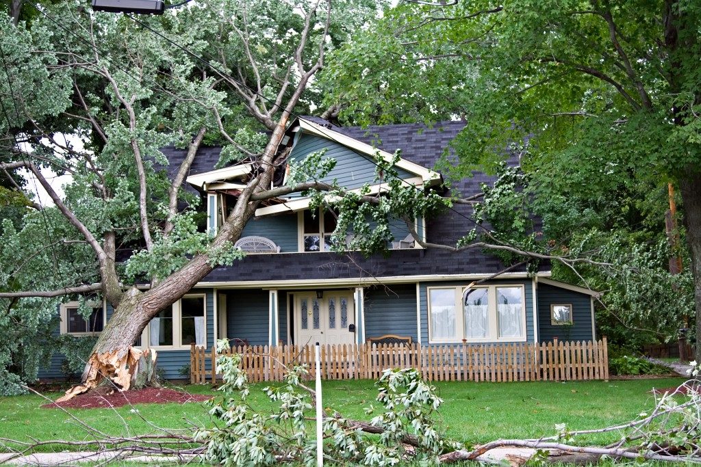 Damaged house because of the storm