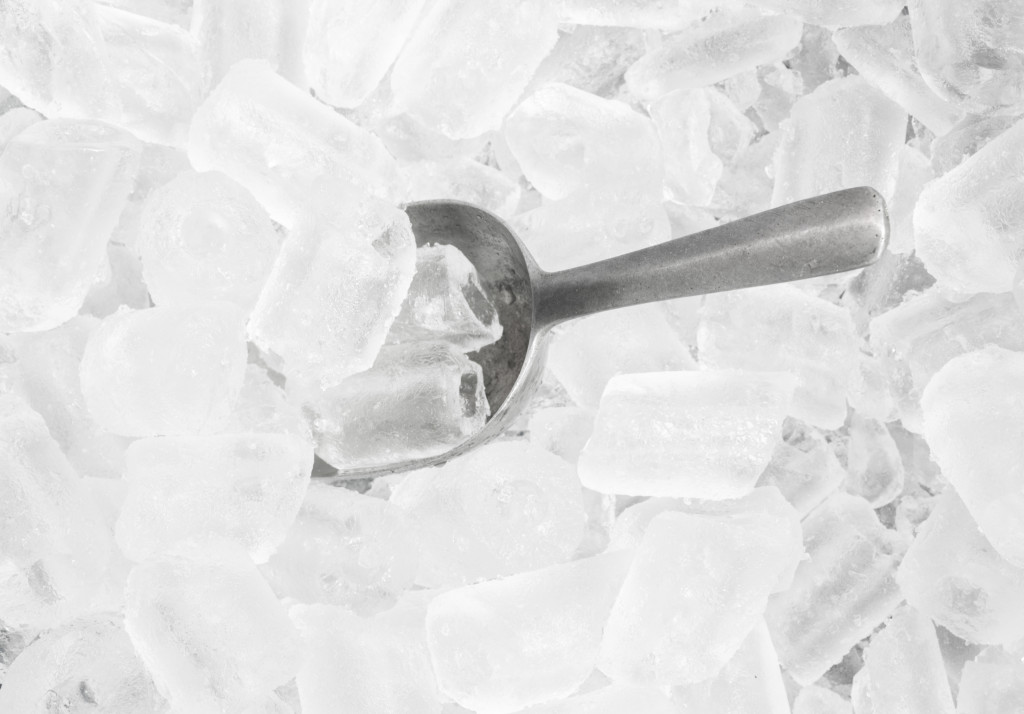 An ice scoop on ice