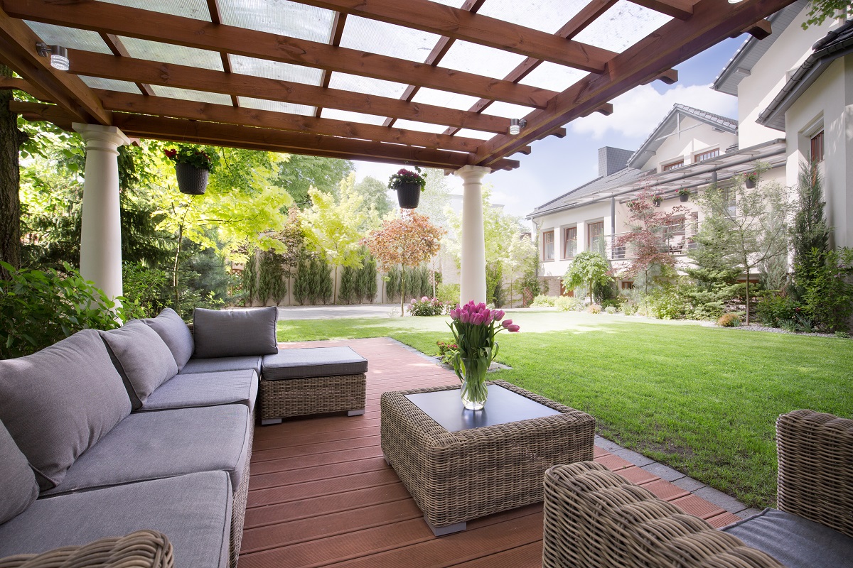 verandah with modern garden furniture