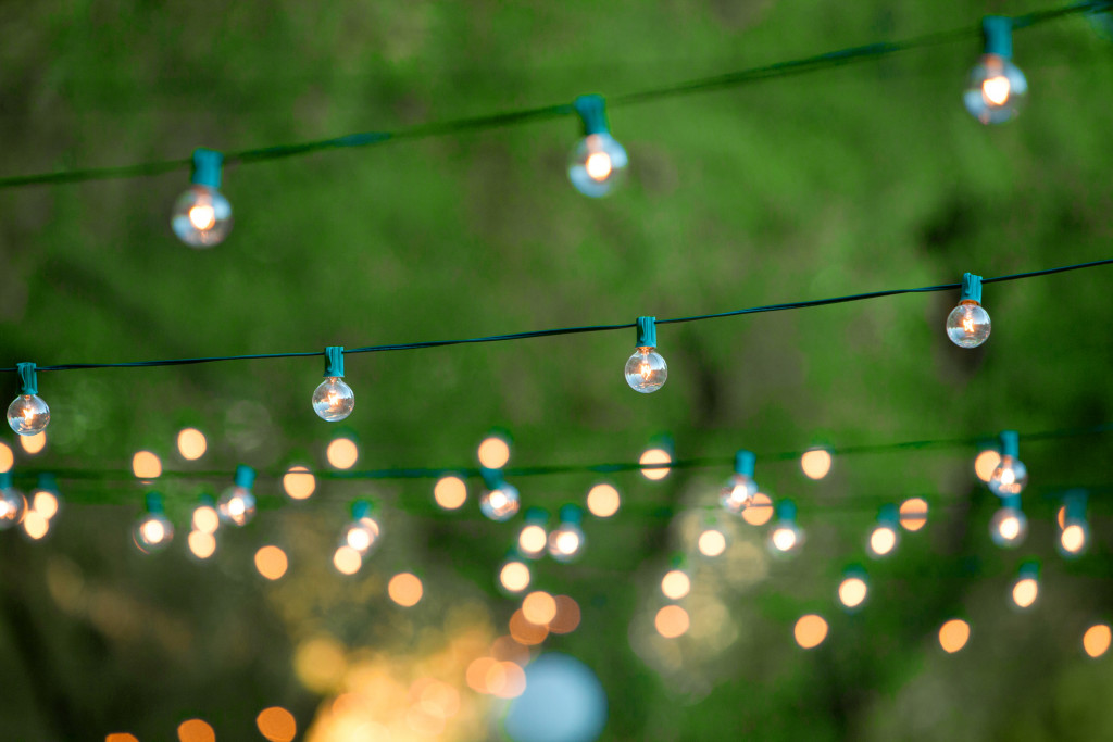 string lights in garden
