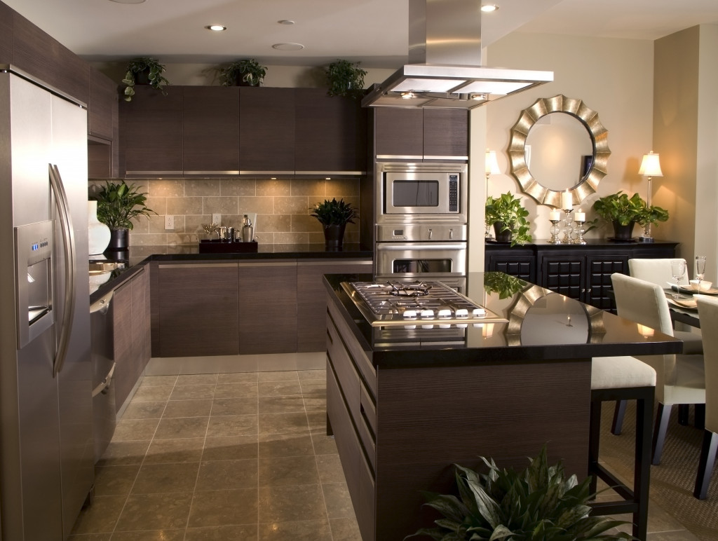 modern kitchen and dining room